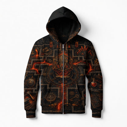 D20 Dungeon Maze AOP T-Shirt - Dark Fantasy RPG Streetwear