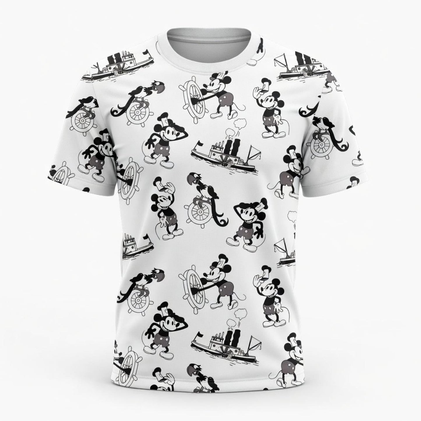 Vintage Steamboat Mouse AOP Apparel - Vintage Nautical Pattern