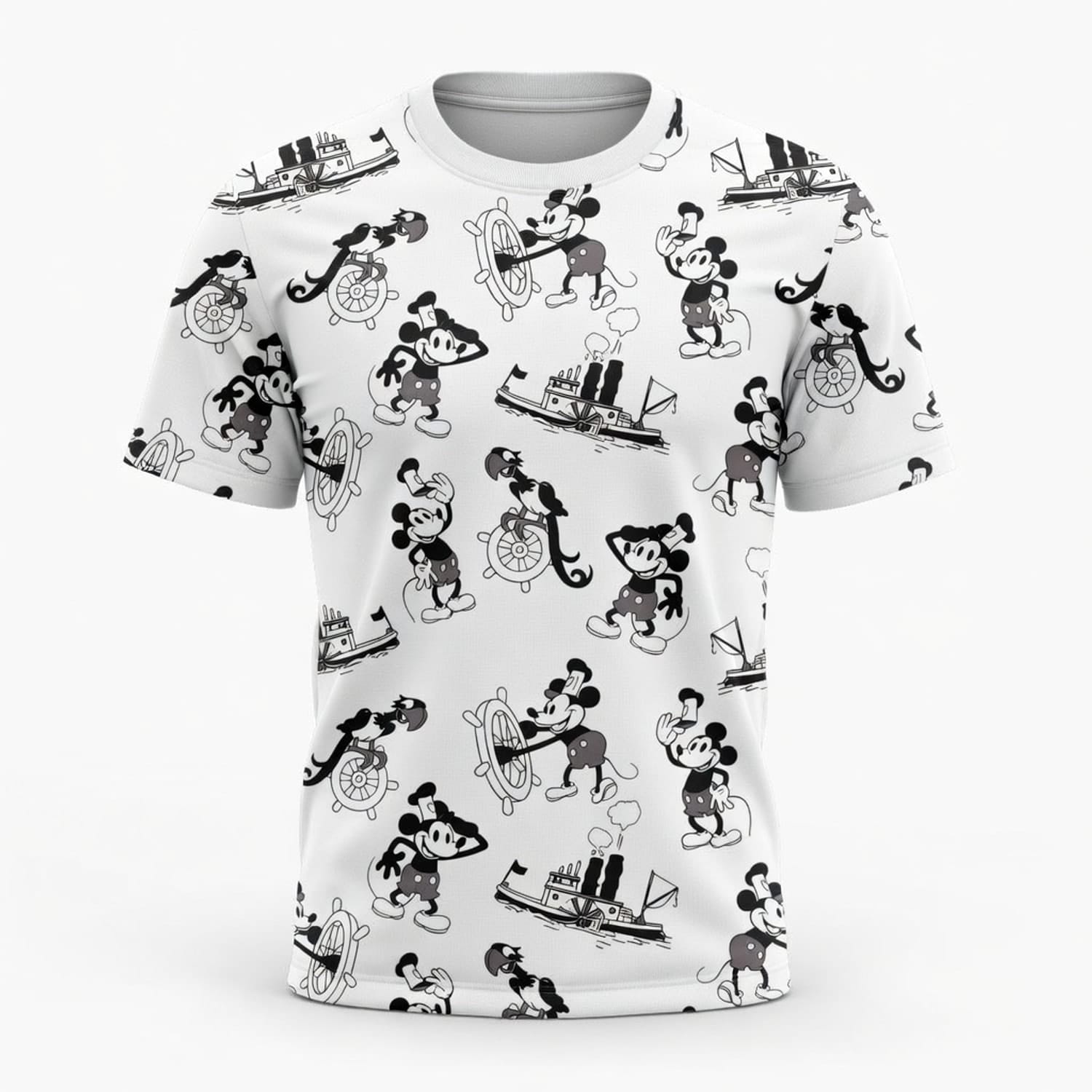 Vintage Steamboat Mouse AOP Apparel - Vintage Nautical Pattern