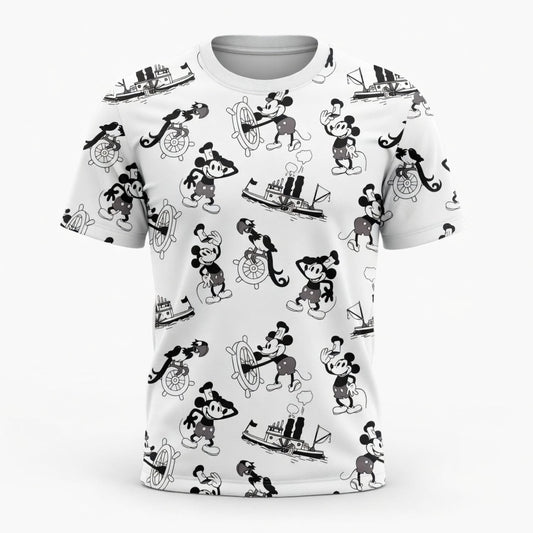Vintage Steamboat Mouse AOP Apparel - Vintage Nautical Pattern