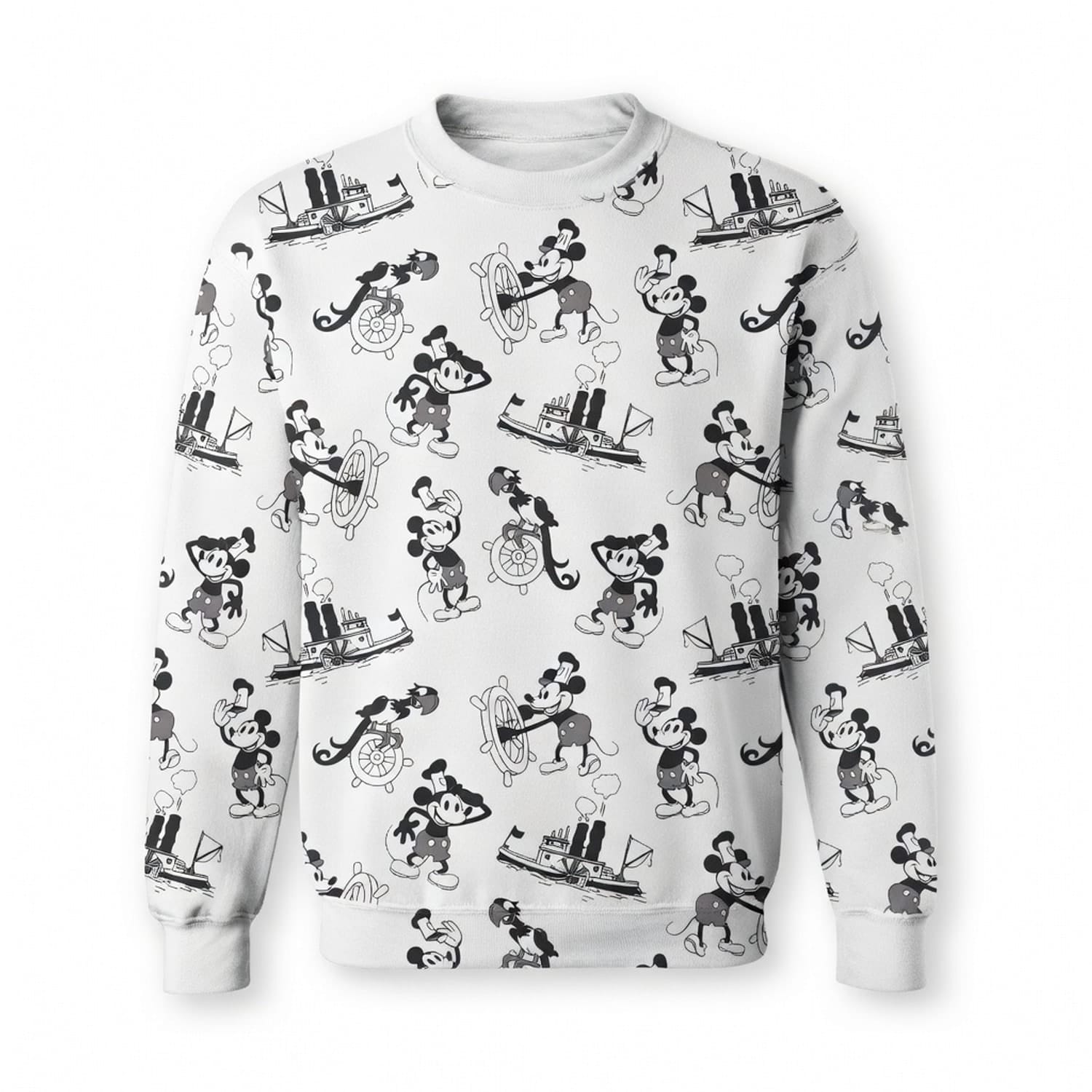 Vintage Steamboat Mouse AOP Apparel - Vintage Nautical Pattern