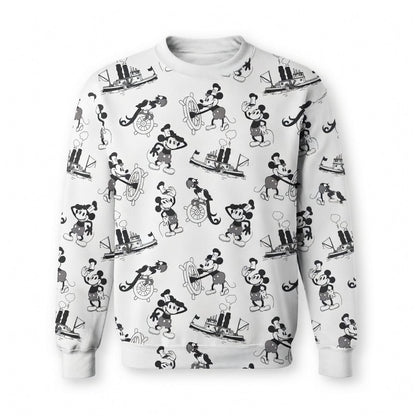 Vintage Steamboat Mouse AOP Apparel - Vintage Nautical Pattern