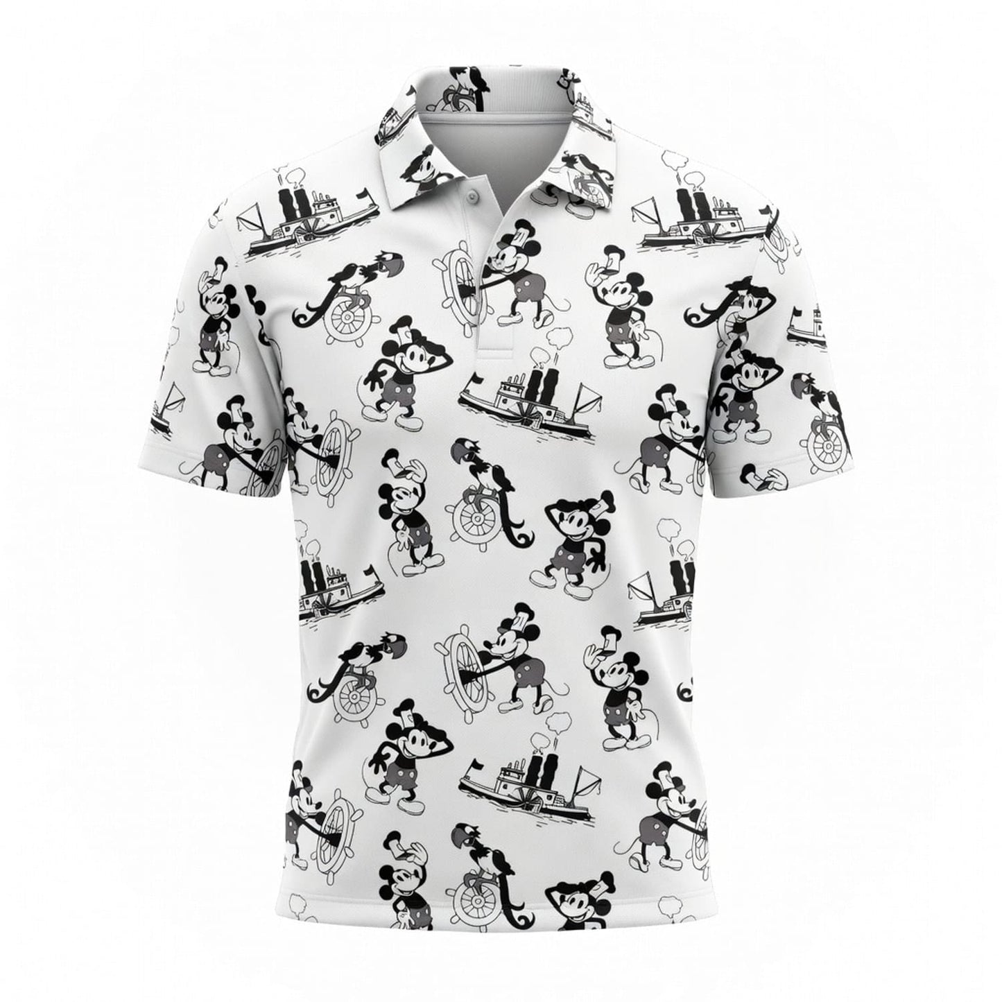 Vintage Steamboat Mouse AOP Apparel - Vintage Nautical Pattern