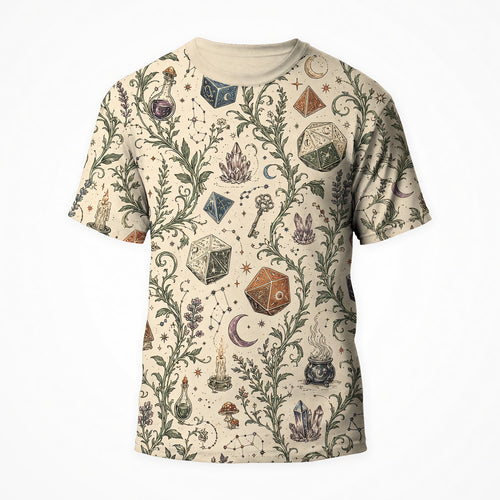 Celestial Dice AOP T-Shirt - Mystic Witchcraft Fantasy Pattern