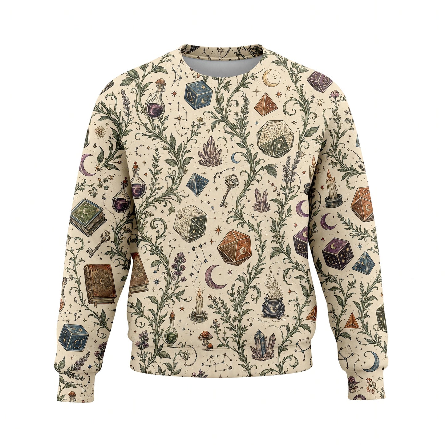 Celestial Dice AOP T-Shirt - Mystic Witchcraft Fantasy Pattern