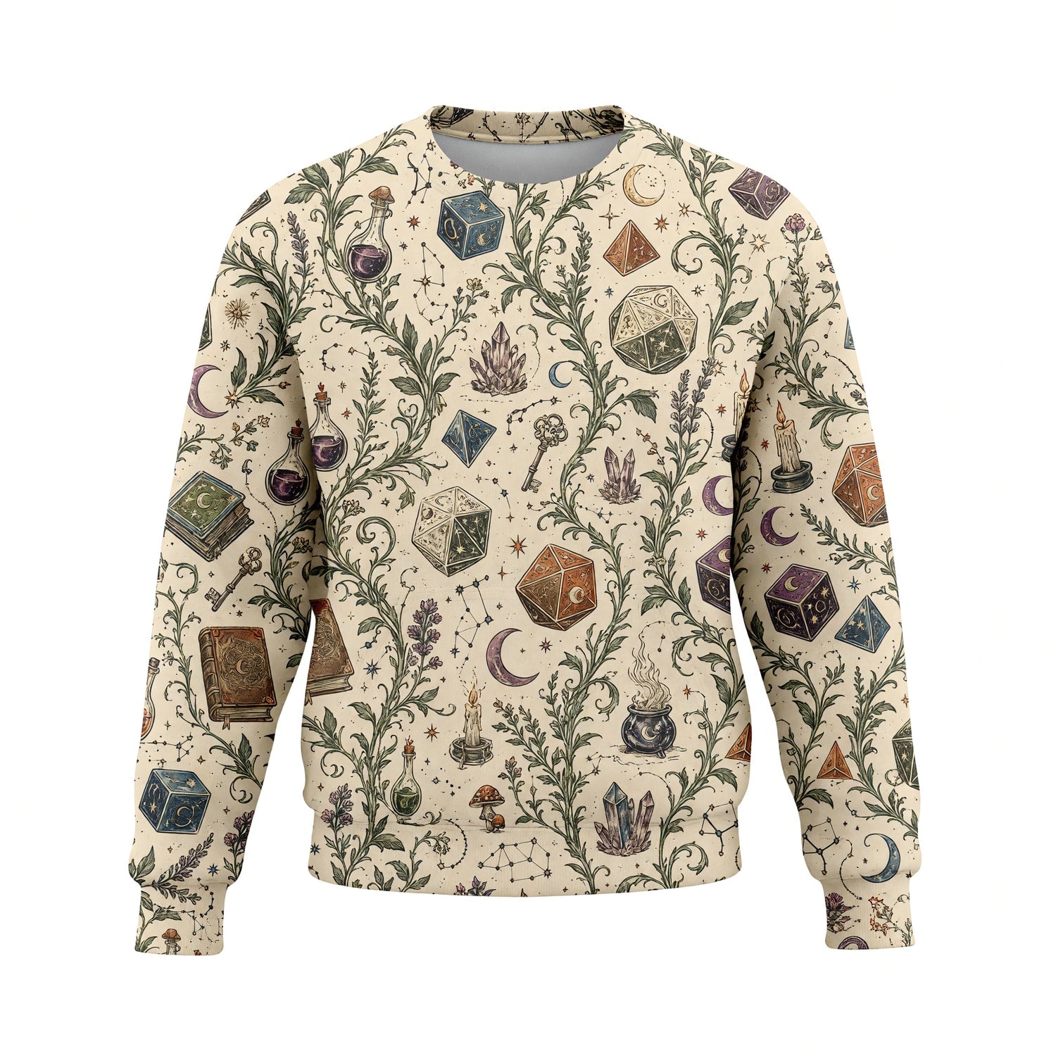 Celestial Dice AOP T-Shirt - Mystic Witchcraft Fantasy Pattern