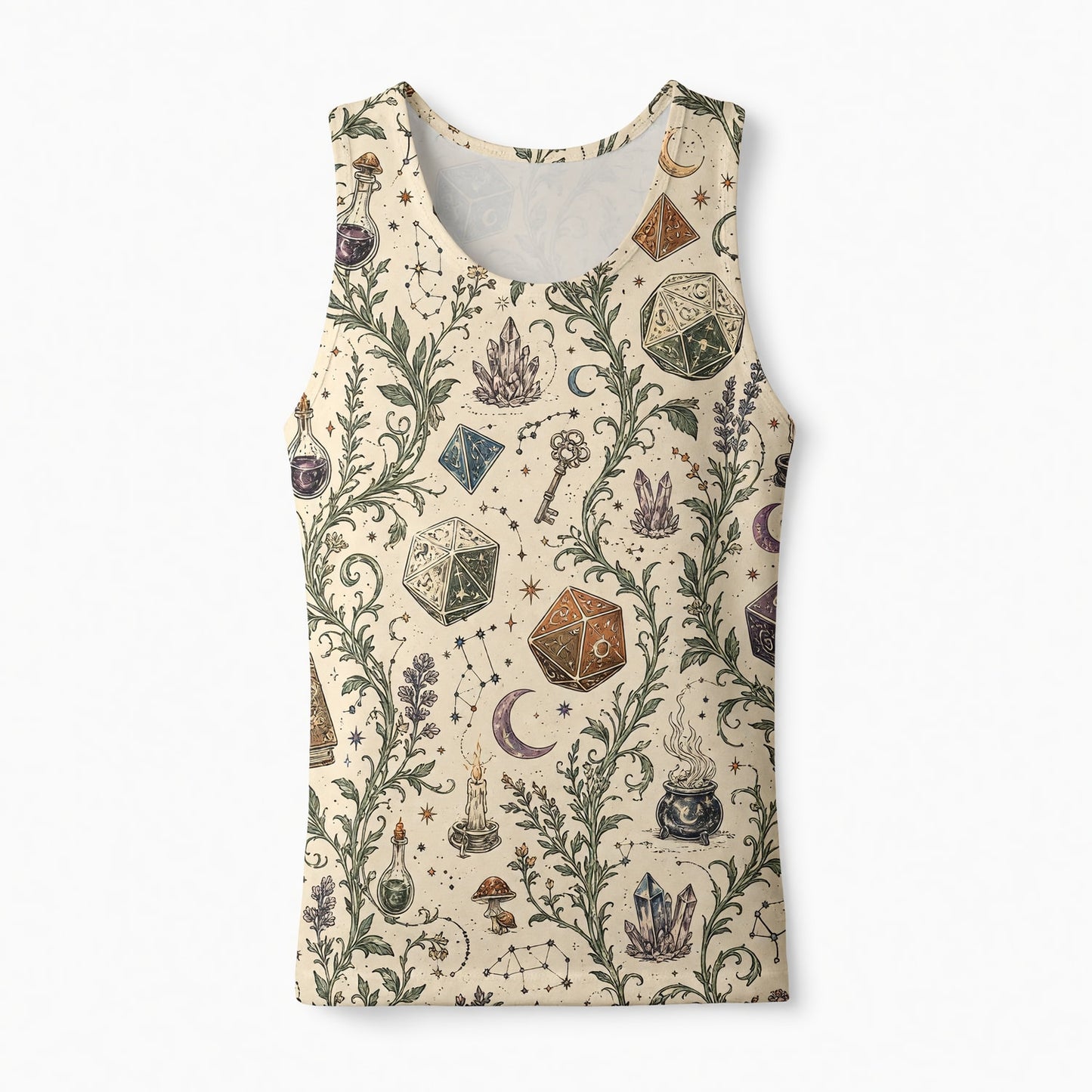 Celestial Dice AOP T-Shirt - Mystic Witchcraft Fantasy Pattern