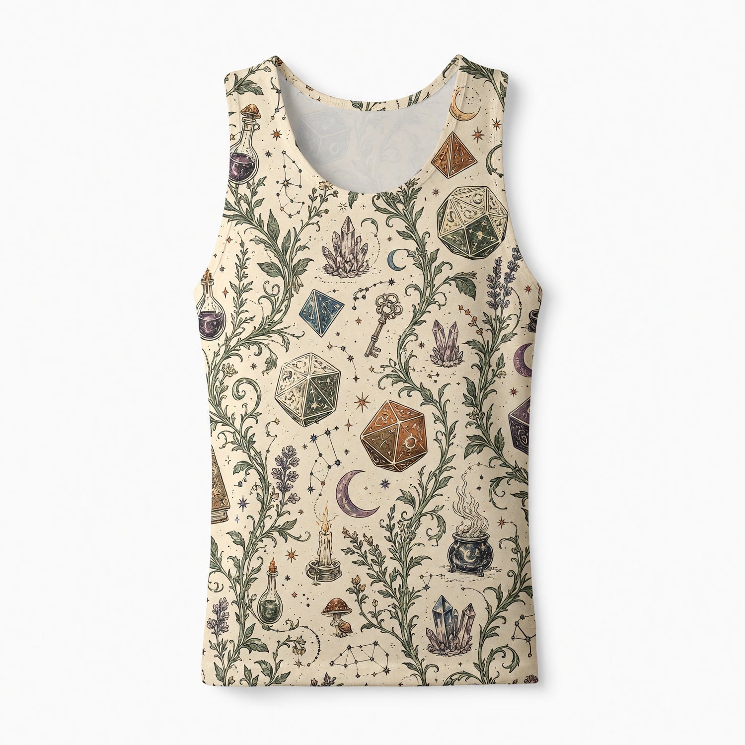 Celestial Dice AOP T-Shirt - Mystic Witchcraft Fantasy Pattern