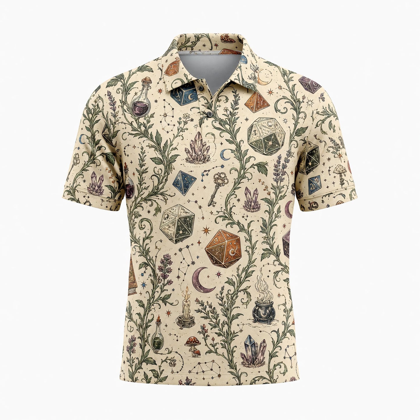 Celestial Dice AOP T-Shirt - Mystic Witchcraft Fantasy Pattern