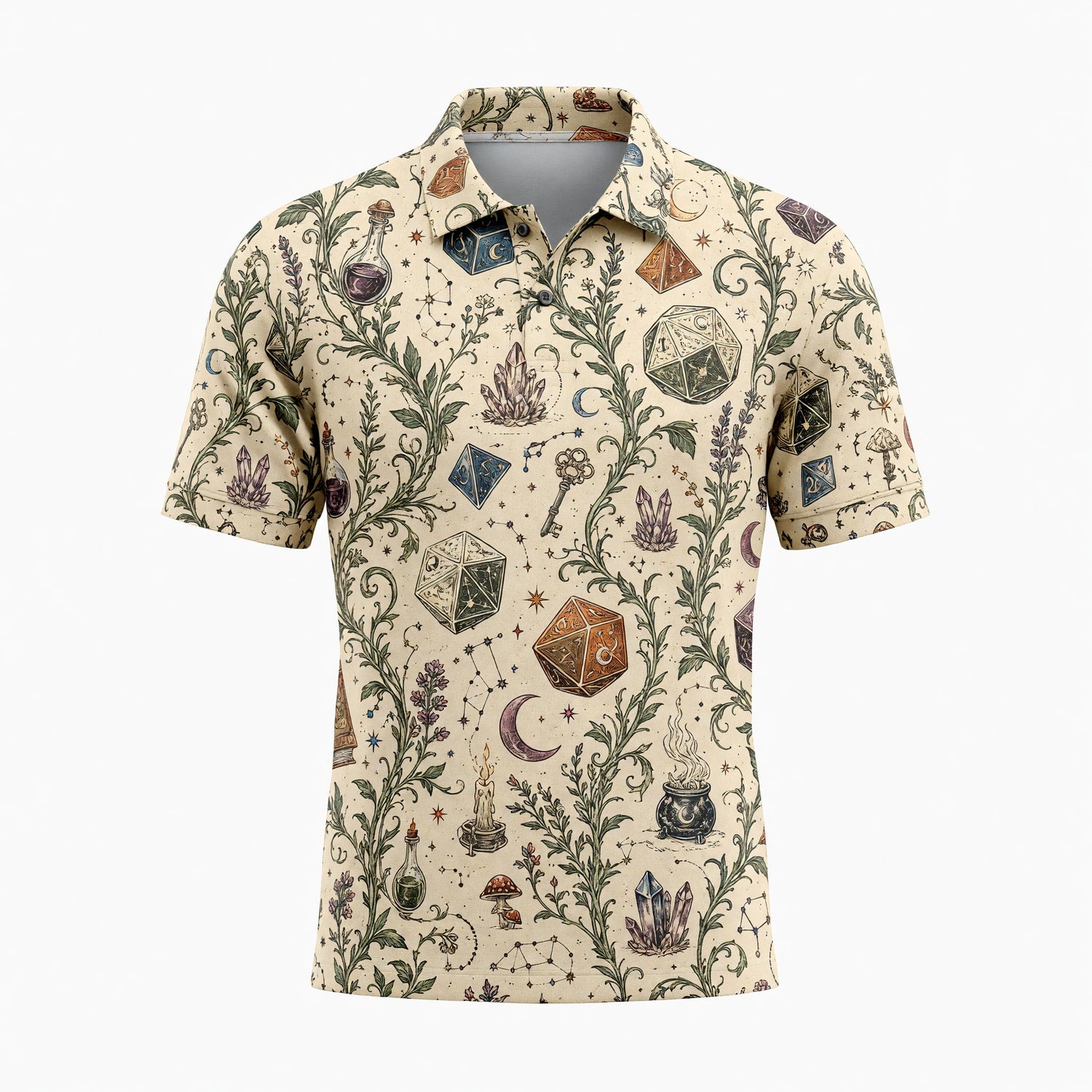 Celestial Dice AOP T-Shirt - Mystic Witchcraft Fantasy Pattern