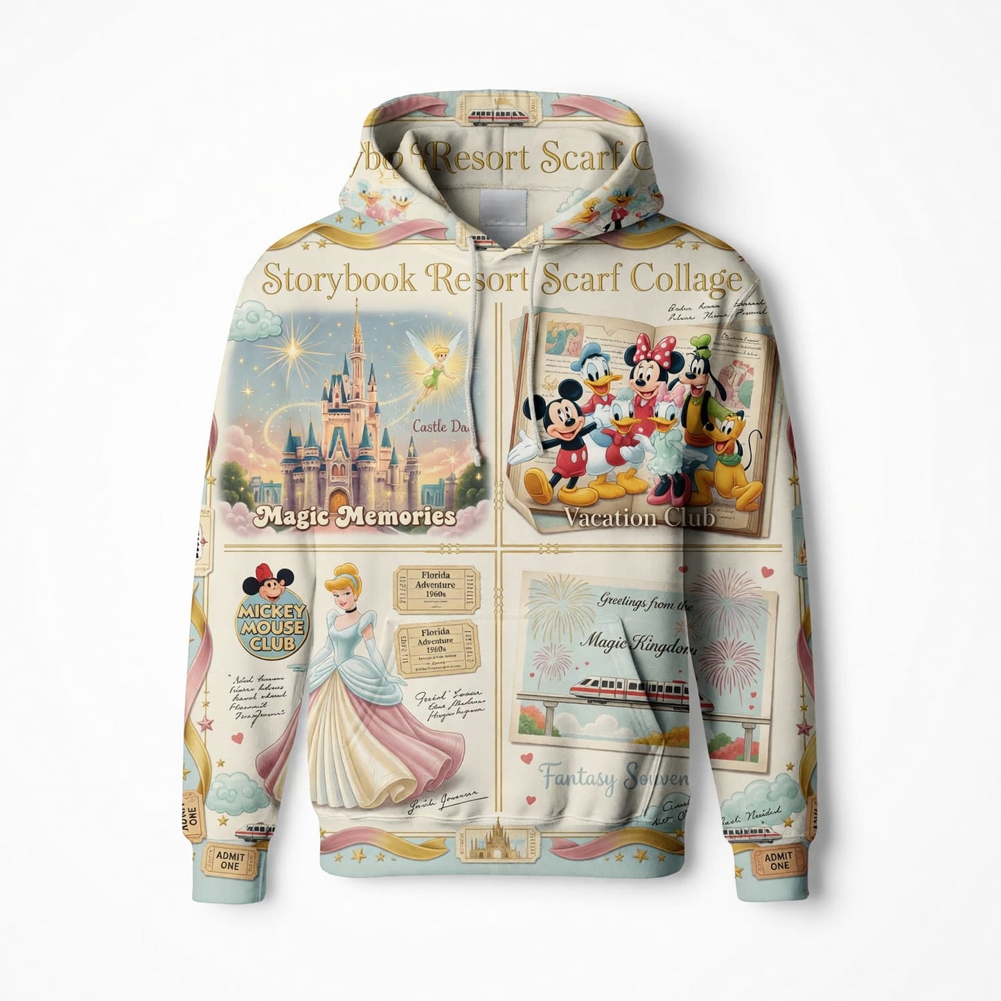 Castle Park AOP Apparel - Vintage Storybook Collage Scarf