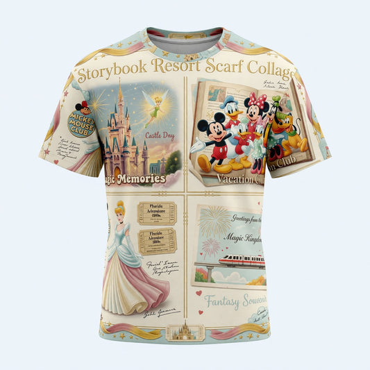Castle Park AOP Apparel - Vintage Storybook Collage Scarf