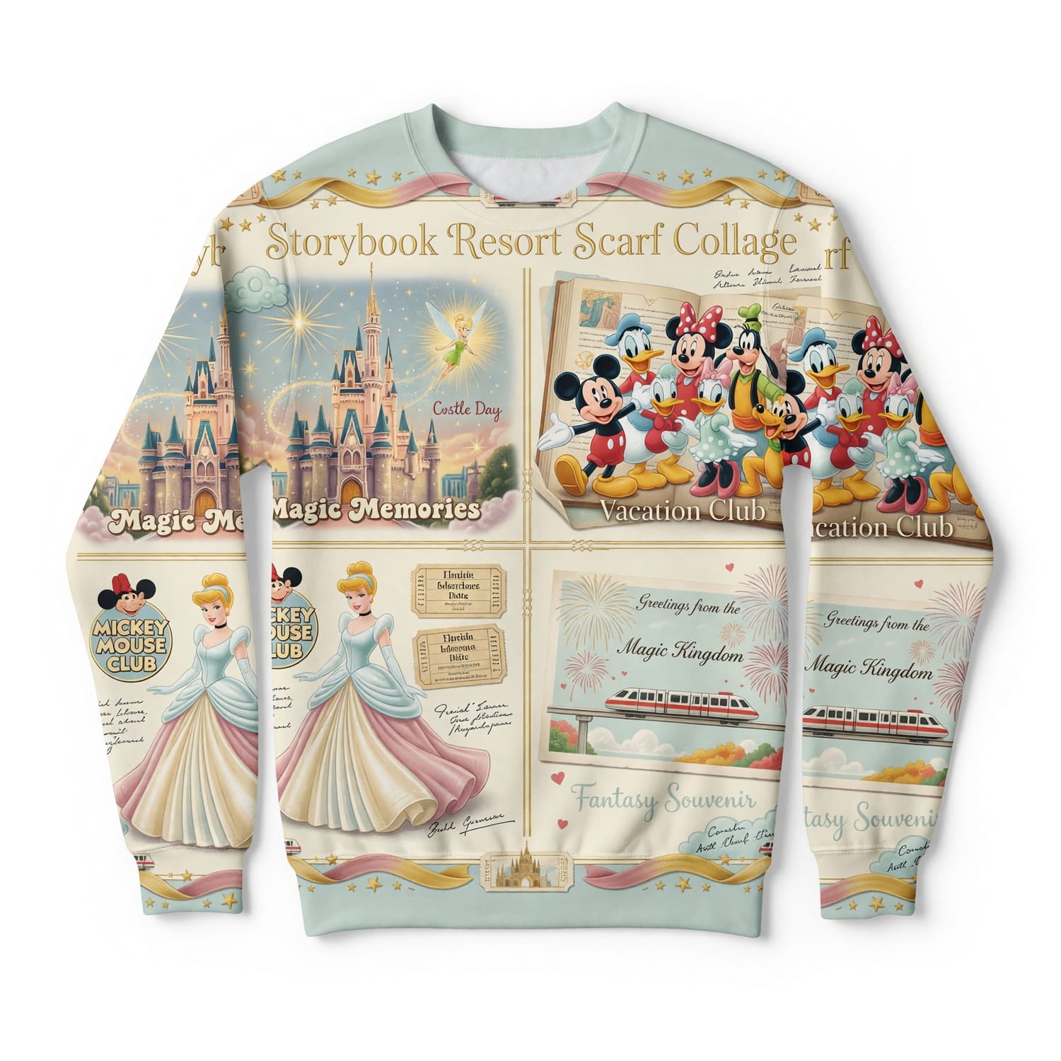 Castle Park AOP Apparel - Vintage Storybook Collage Scarf