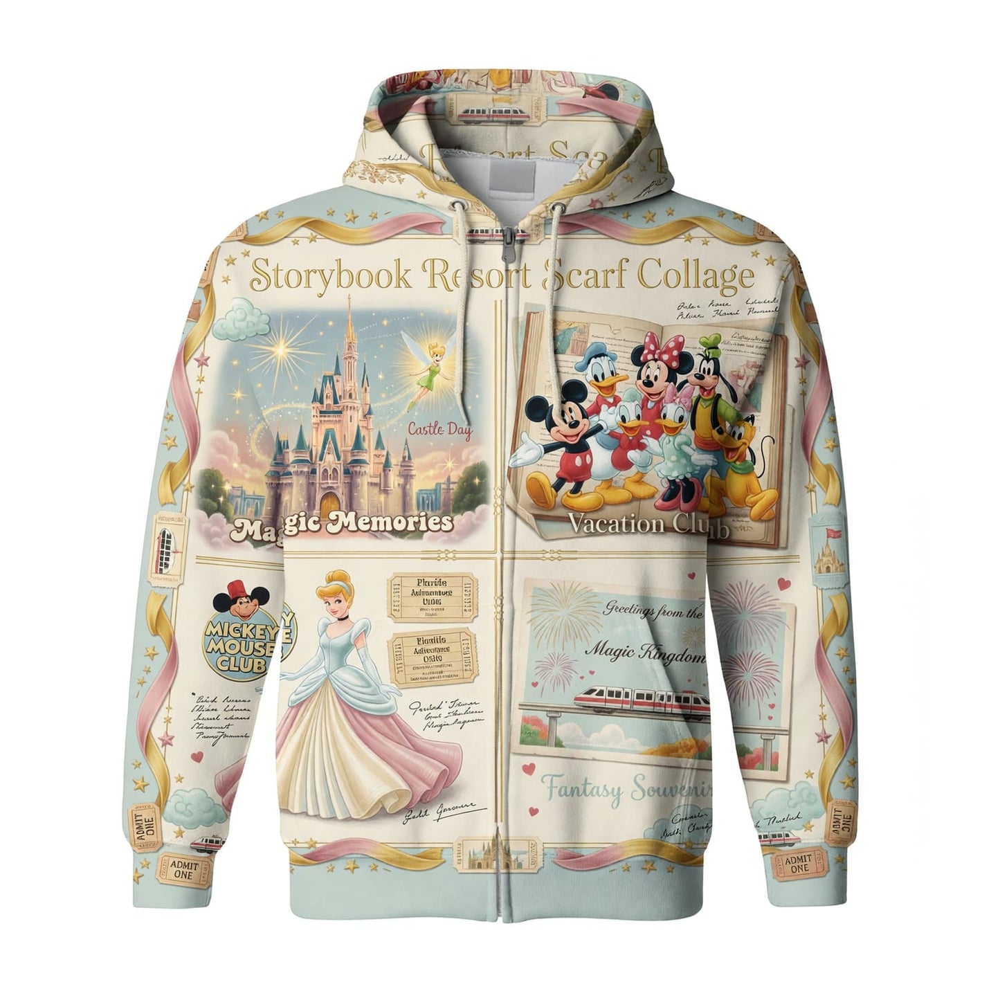 Castle Park AOP Apparel - Vintage Storybook Collage Scarf