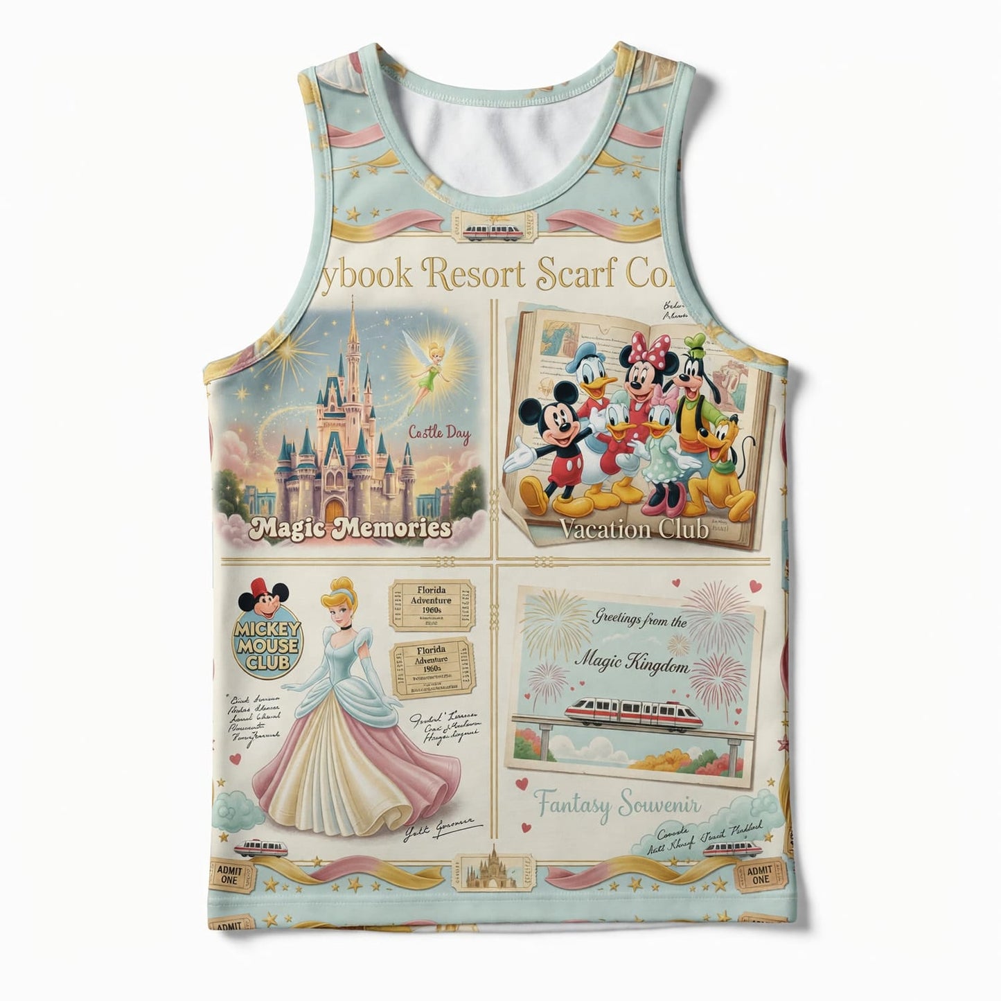 Castle Park AOP Apparel - Vintage Storybook Collage Scarf