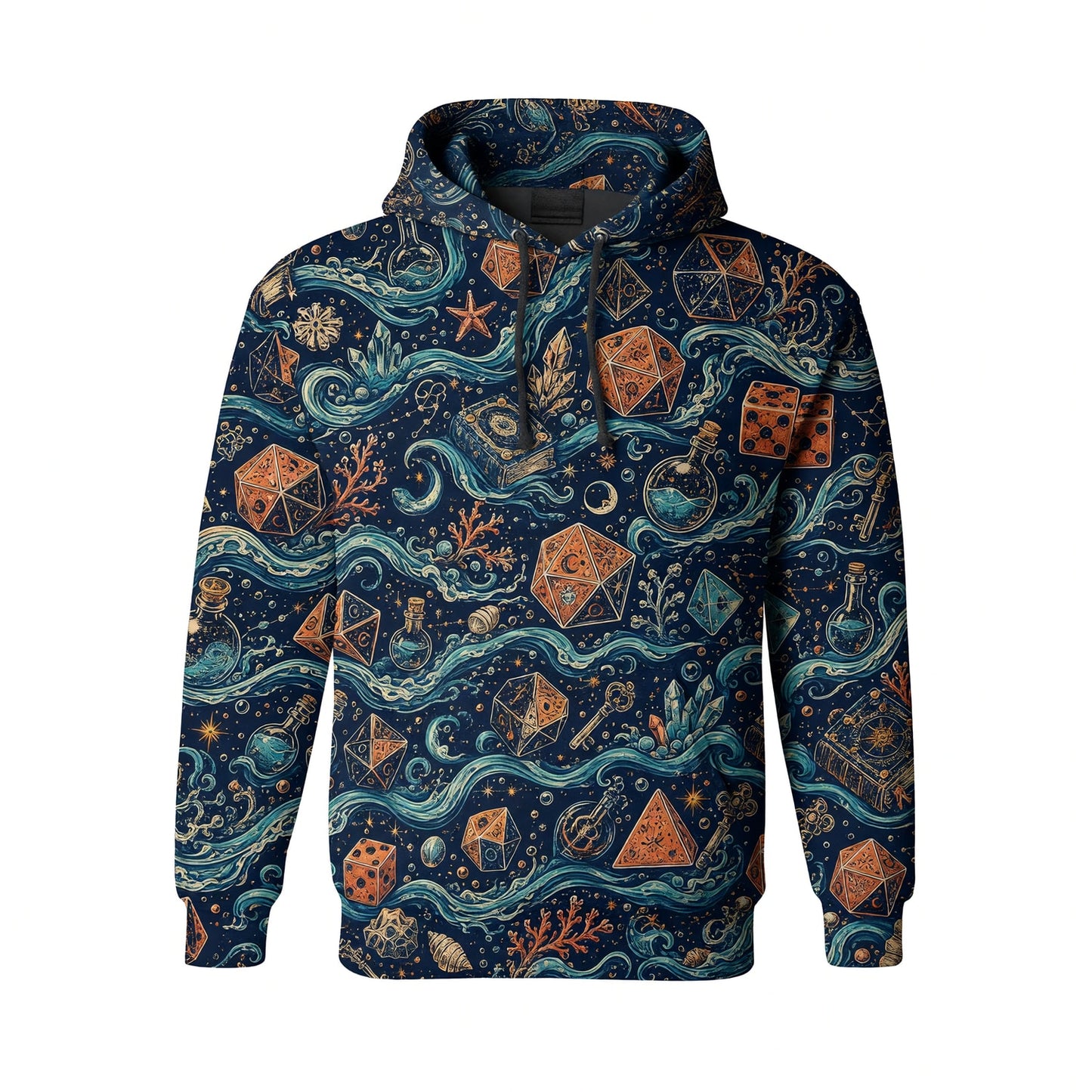 Dice Ocean Waves AOP T-Shirt - Fantasy Nautical RPG Pattern
