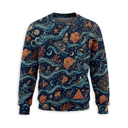 Dice Ocean Waves AOP T-Shirt - Fantasy Nautical RPG Pattern