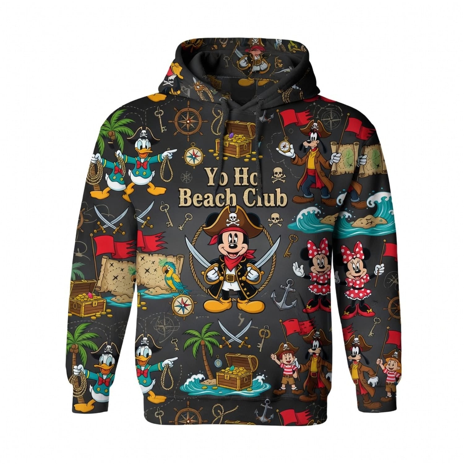 Yo Ho Beach Club AOP T-Shirt - Pirate Mouse Pattern