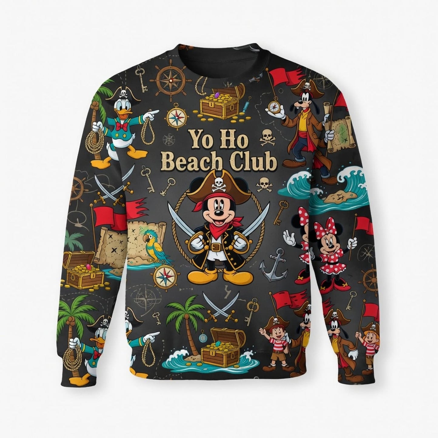 Yo Ho Beach Club AOP T-Shirt - Pirate Mouse Pattern