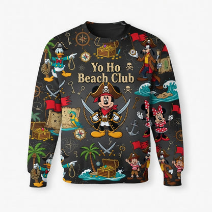 Yo Ho Beach Club AOP T-Shirt - Pirate Mouse Pattern