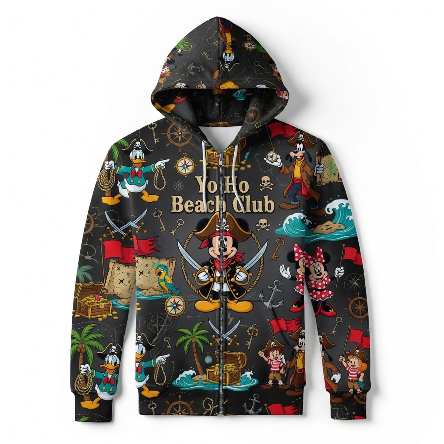 Yo Ho Beach Club AOP T-Shirt - Pirate Mouse Pattern