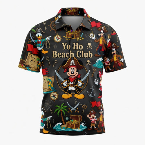 Yo Ho Beach Club AOP T-Shirt - Pirate Mouse Pattern