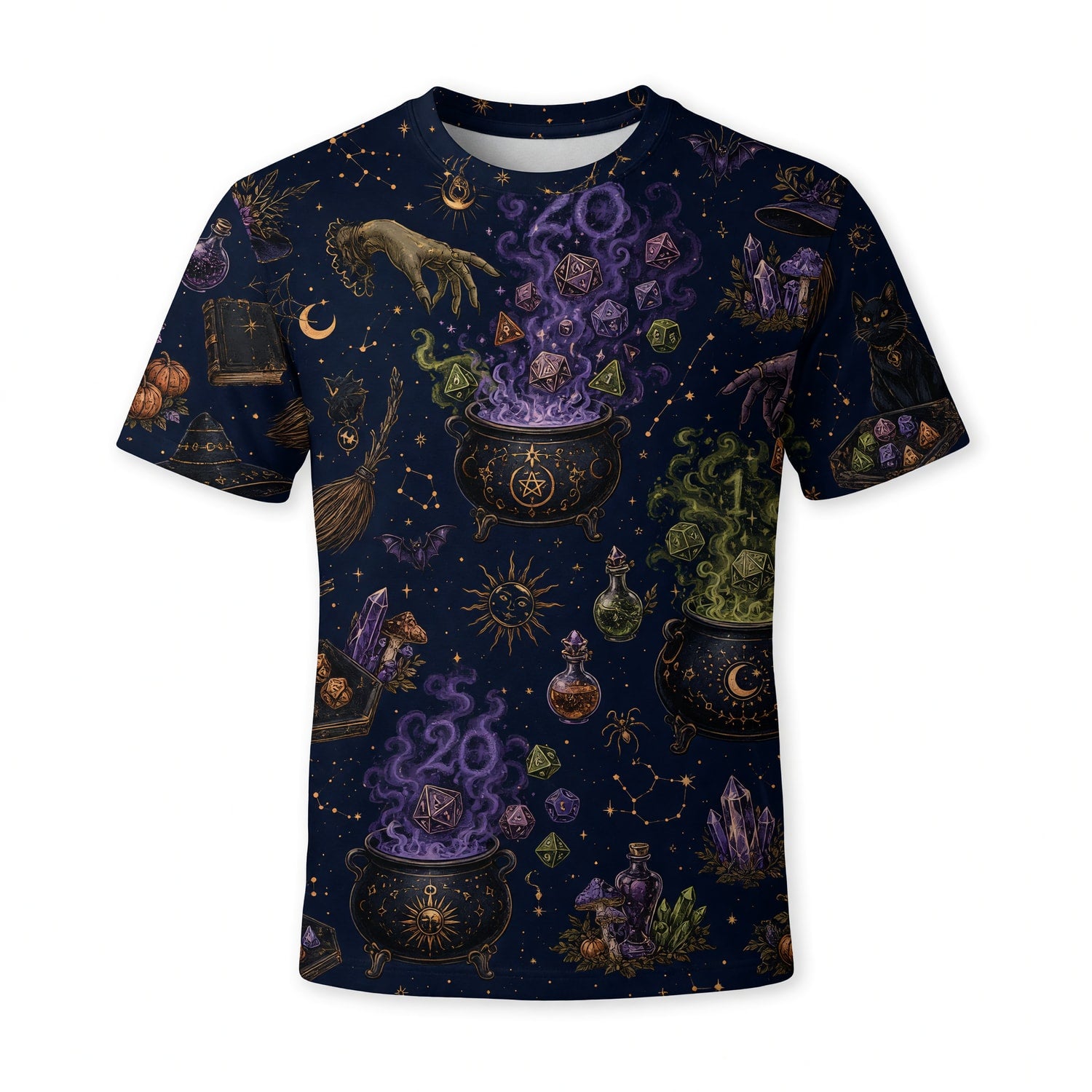 Witch Dice AOP T-Shirt - Mystic Cauldron Halloween Apparel