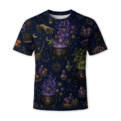 Witch Dice AOP T-Shirt - Mystic Cauldron Halloween Apparel