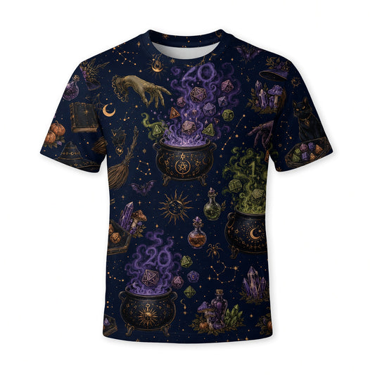 Witch Dice AOP T-Shirt - Mystic Cauldron Halloween Apparel