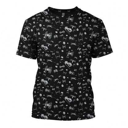 Galactic Mini Starship Icons AOP Apparel Galactic Spacecraft Black