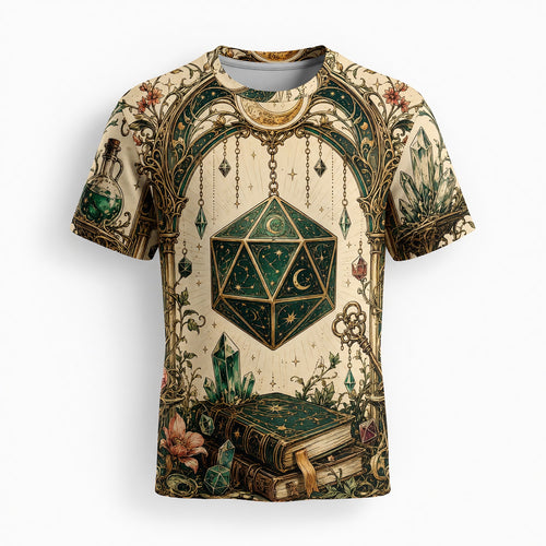 D20 Dice T-Shirt - Fantasy Wizard Crystal RPG Apparel