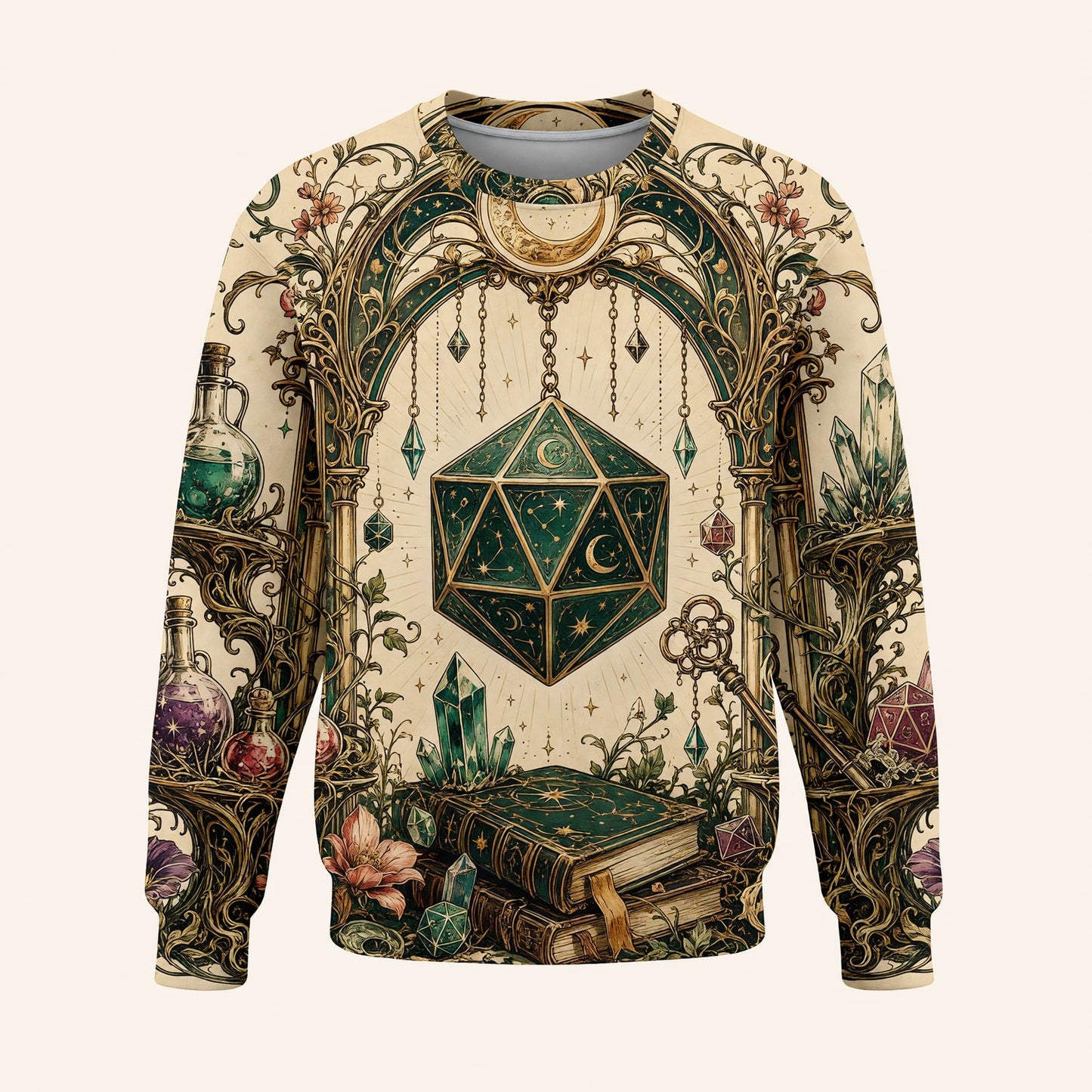 D20 Dice T-Shirt - Fantasy Wizard Crystal RPG Apparel