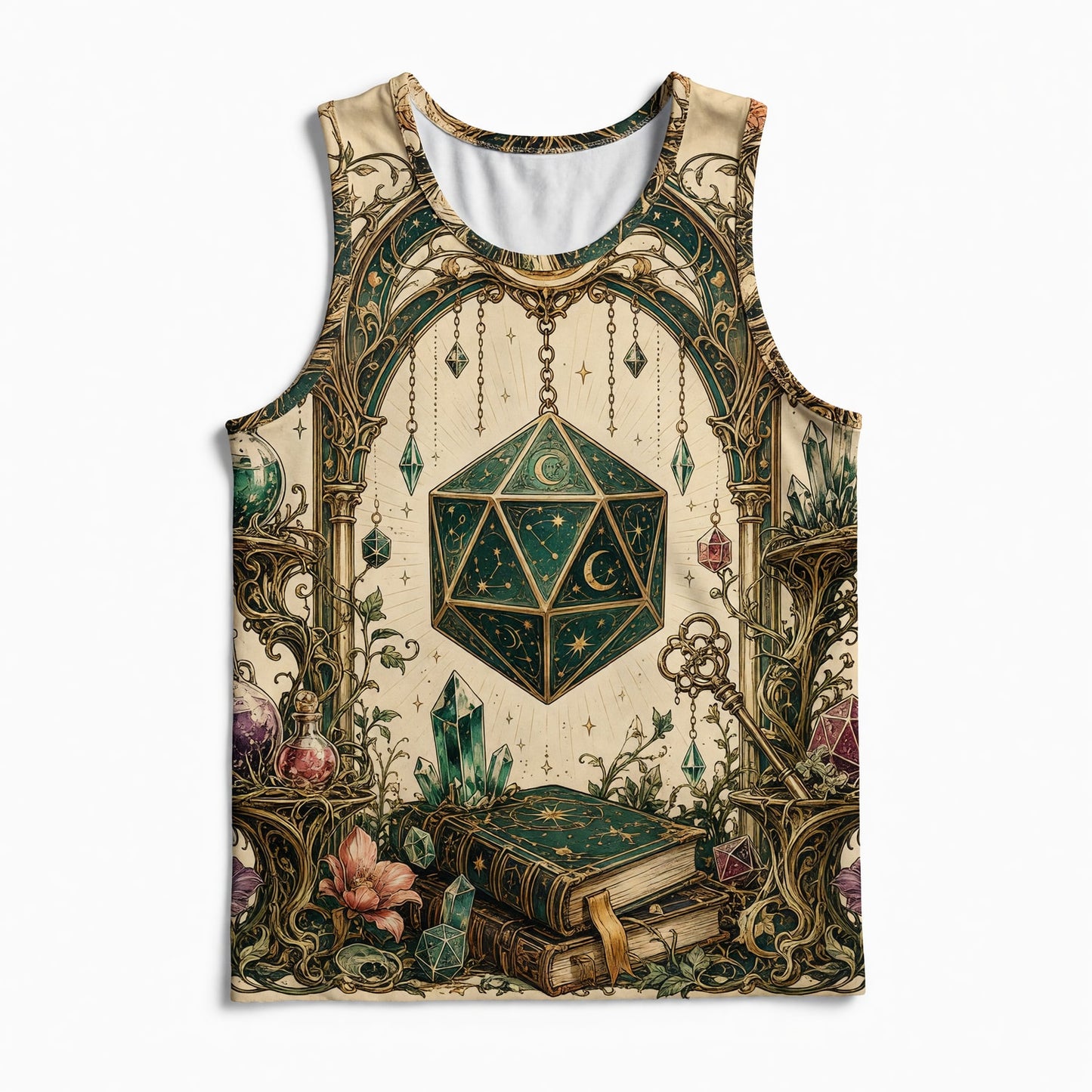D20 Dice T-Shirt - Fantasy Wizard Crystal RPG Apparel