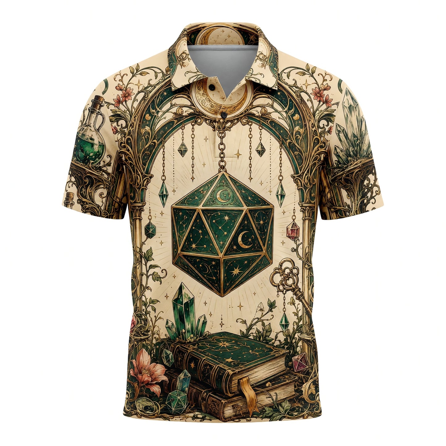 D20 Dice T-Shirt - Fantasy Wizard Crystal RPG Apparel