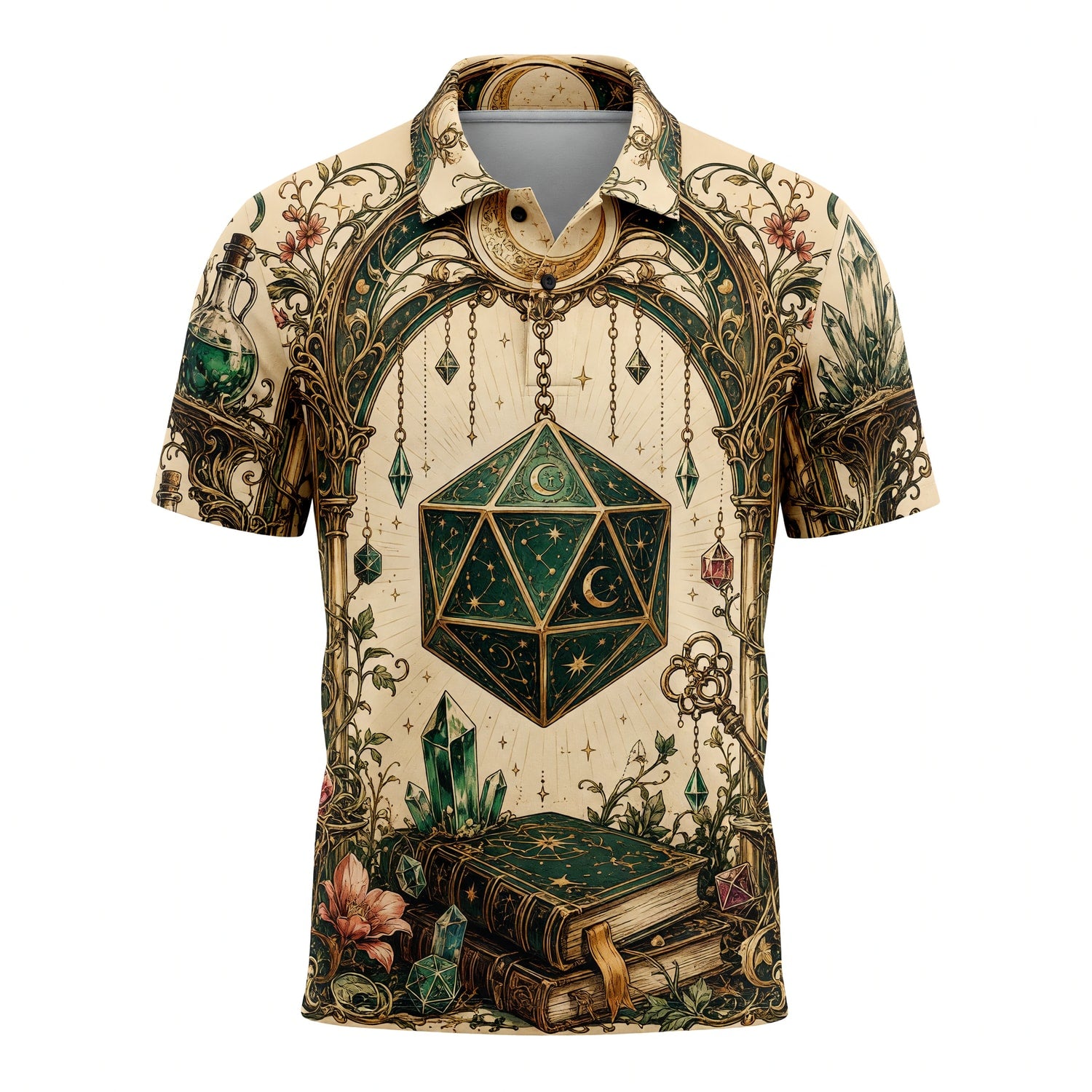 D20 Dice T-Shirt - Fantasy Wizard Crystal RPG Apparel