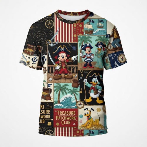 Pirate Mouse AOP T-Shirt - Treasure Patchwork Club