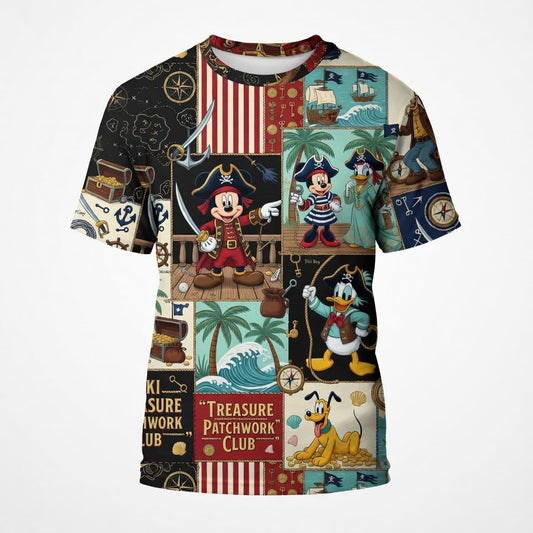 Pirate Mouse AOP T-Shirt - Treasure Patchwork Club