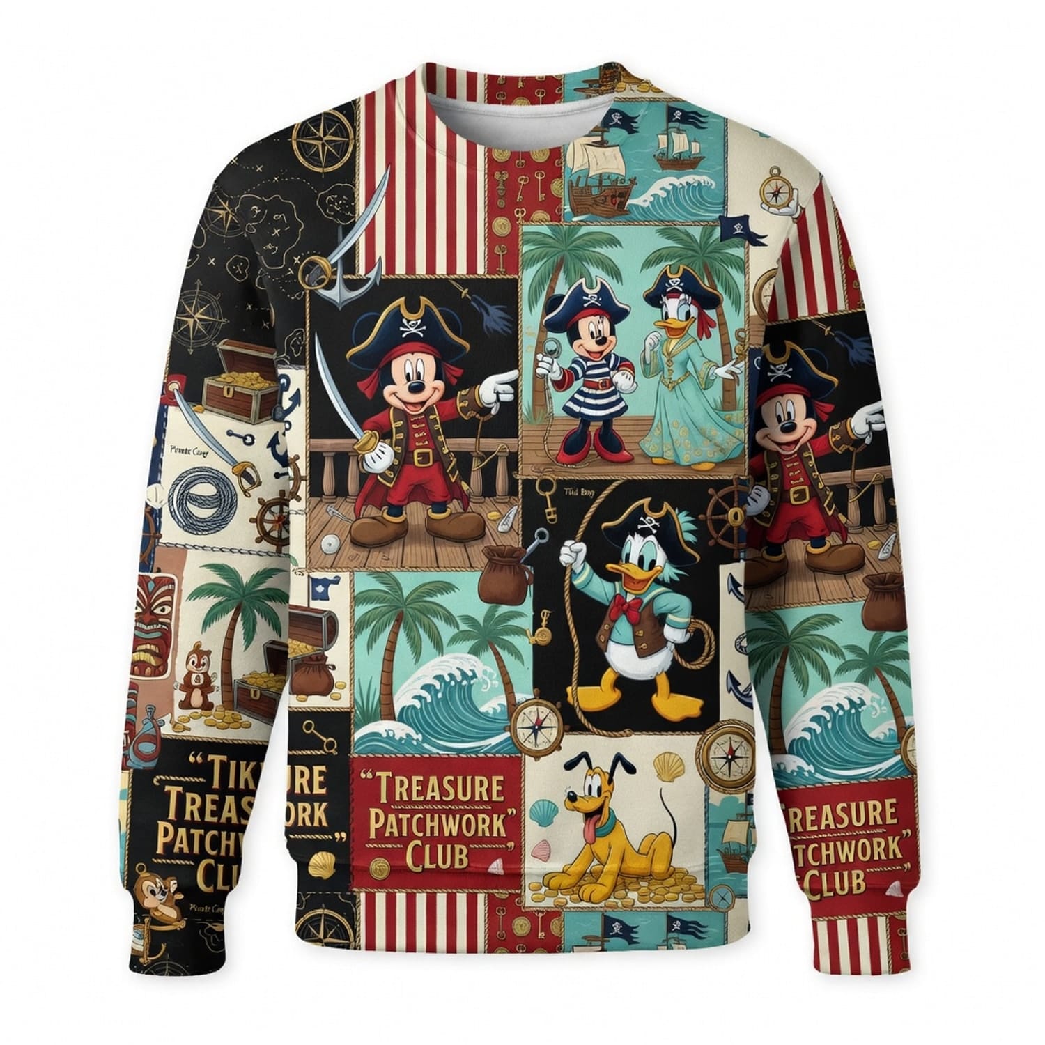 Pirate Mouse AOP T-Shirt - Treasure Patchwork Club