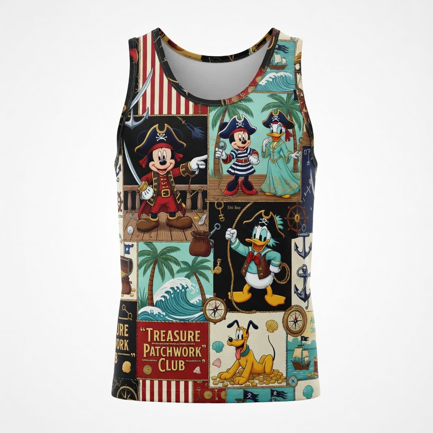 Pirate Mouse AOP T-Shirt - Treasure Patchwork Club