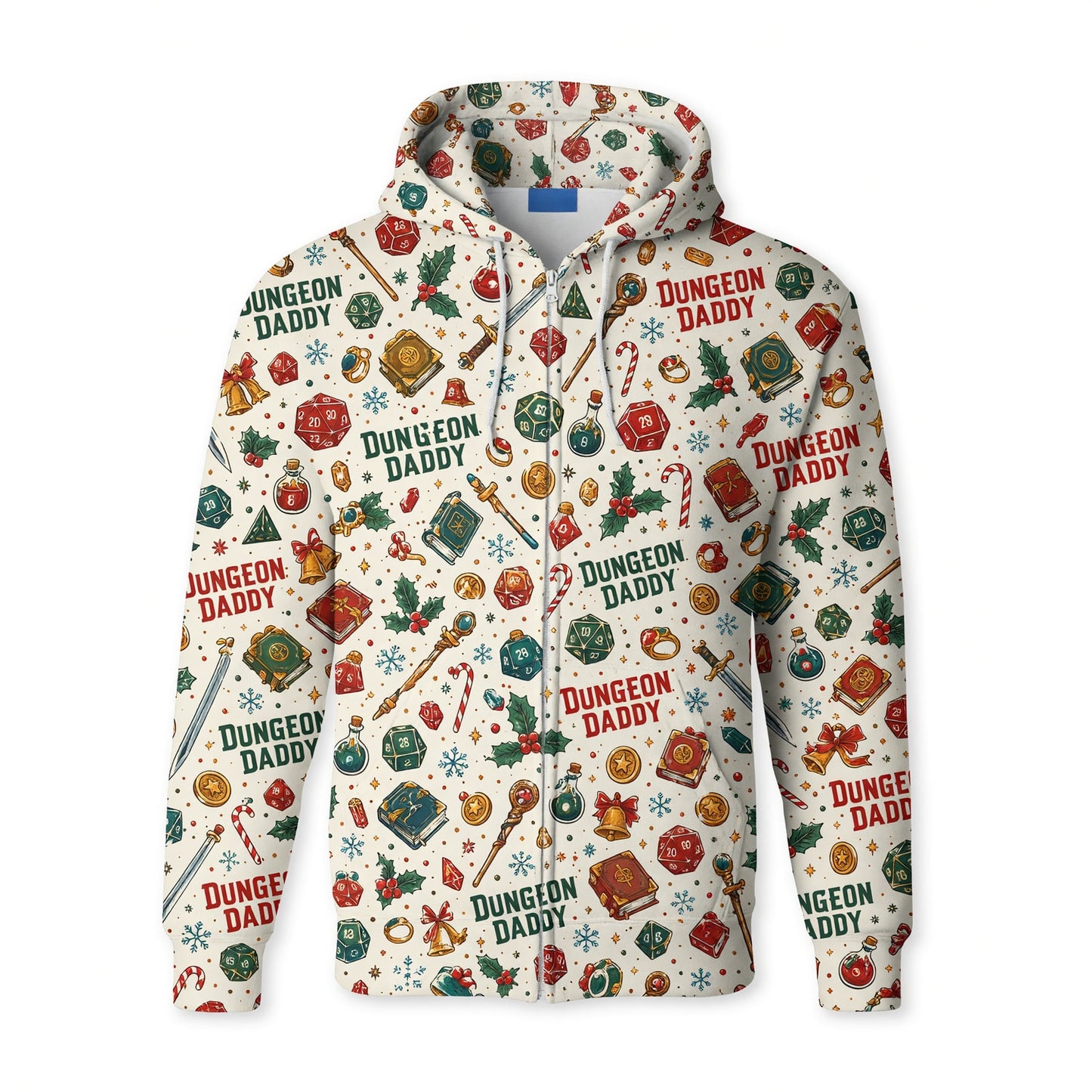 Dungeon Daddy Christmas AOP T-Shirt - Holiday Gamer Pattern