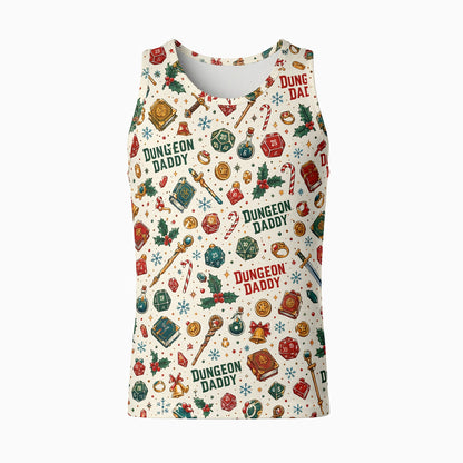Dungeon Daddy Christmas AOP T-Shirt - Holiday Gamer Pattern