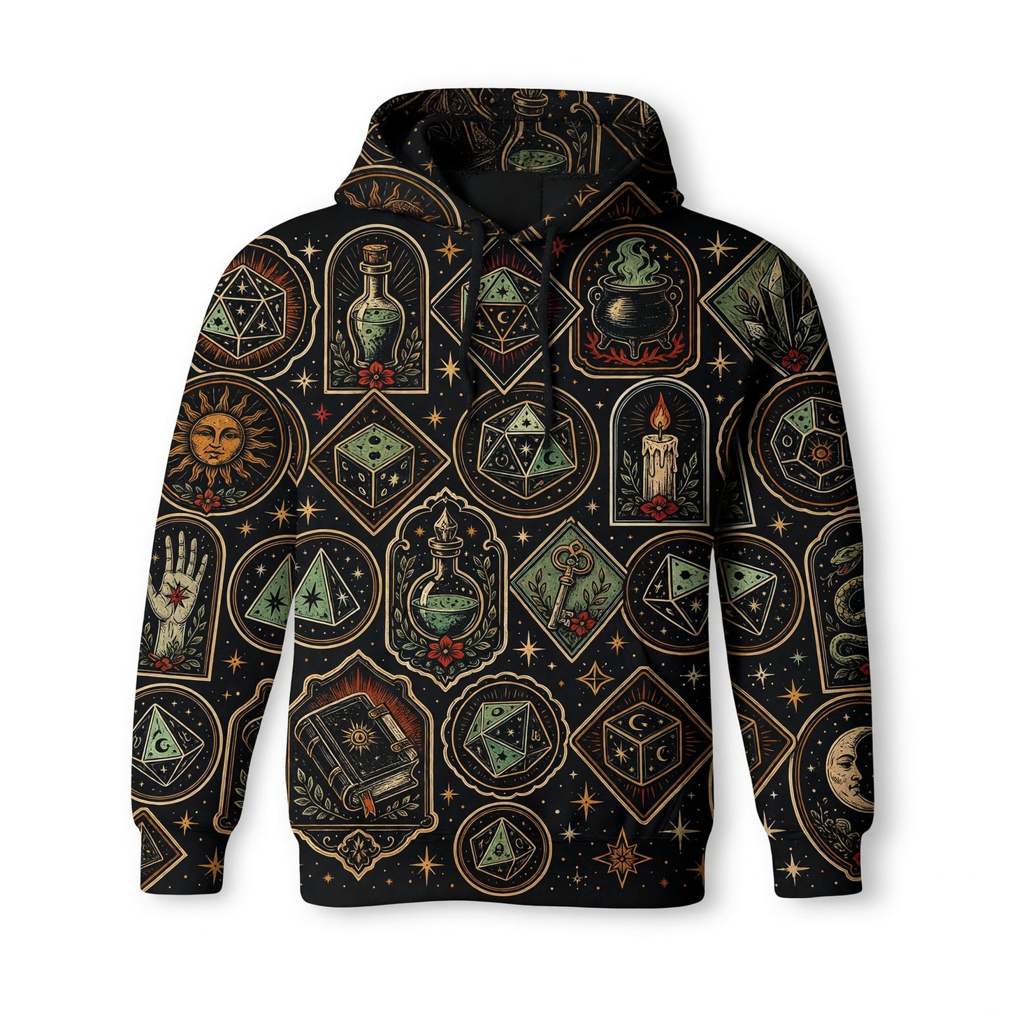 Witchcraft Occult Dice AOP T-Shirt - Mystic RPG Streetwear