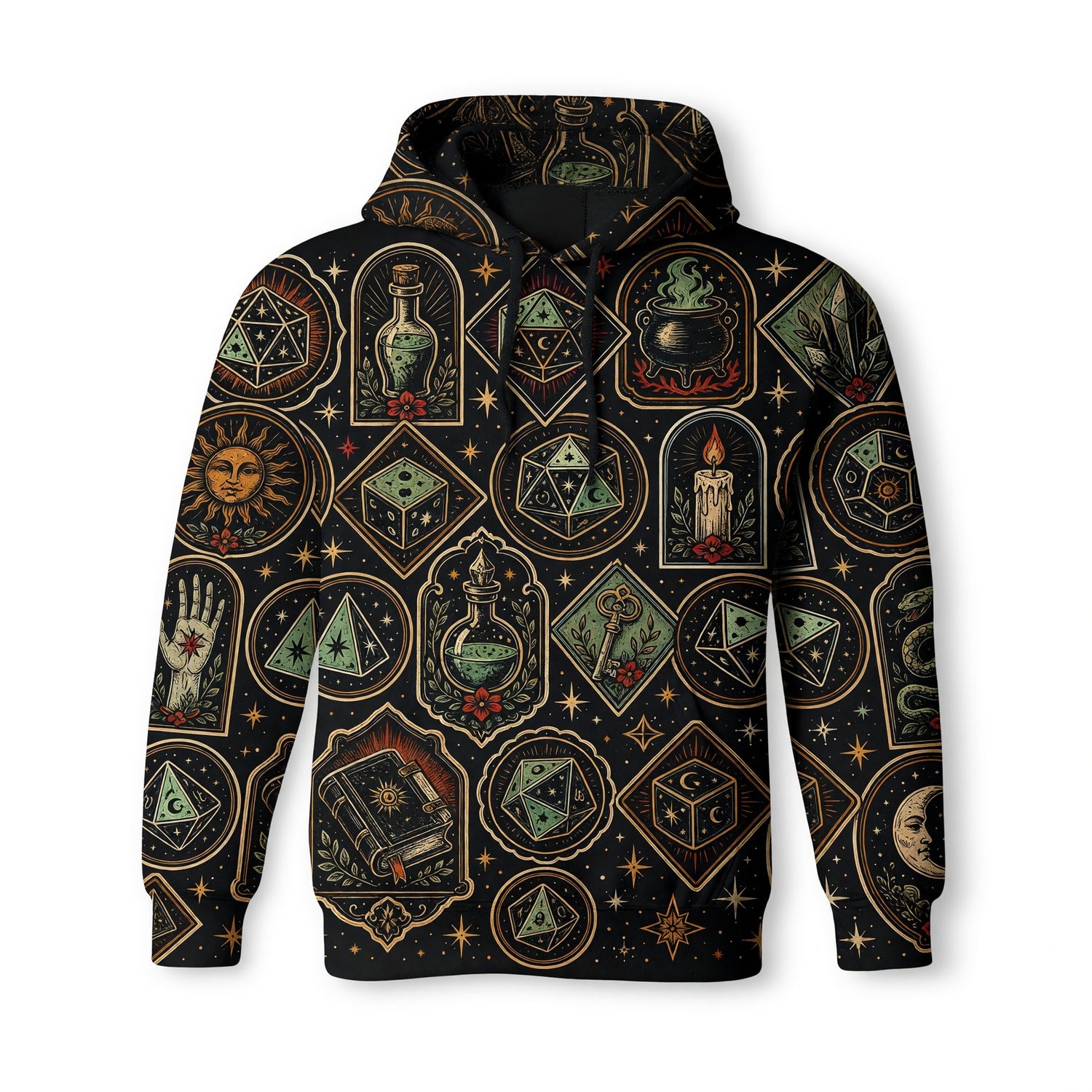 Witchcraft Occult Dice AOP T-Shirt - Mystic RPG Streetwear