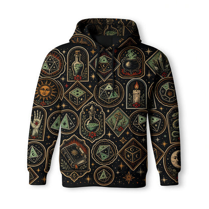 Witchcraft Occult Dice AOP T-Shirt - Mystic RPG Streetwear