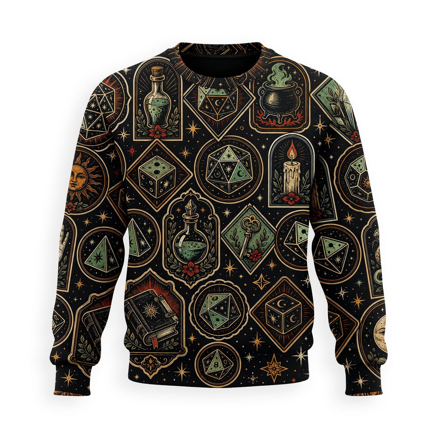 Witchcraft Occult Dice AOP T-Shirt - Mystic RPG Streetwear