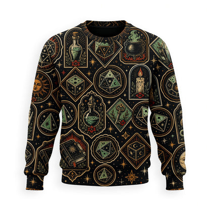 Witchcraft Occult Dice AOP T-Shirt - Mystic RPG Streetwear