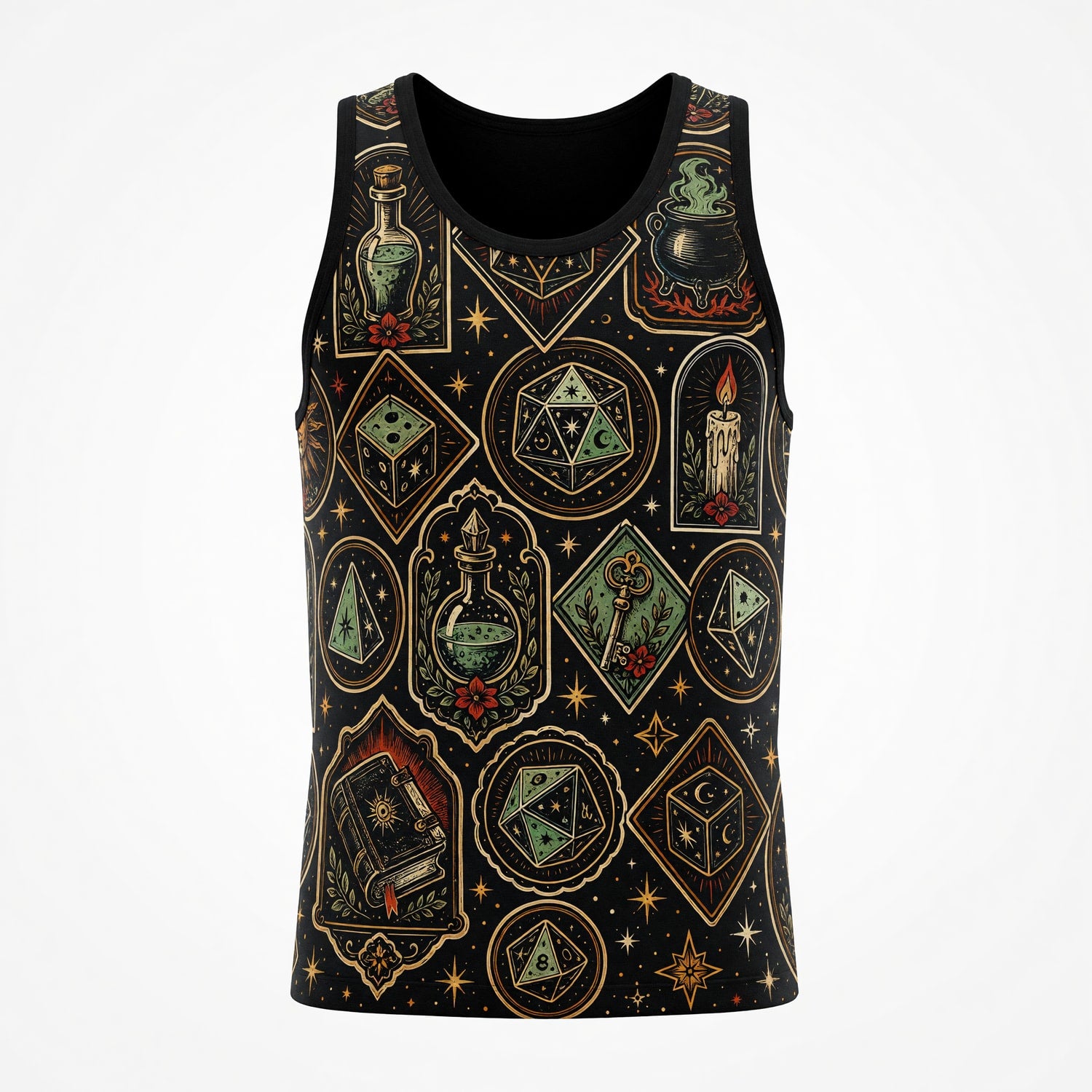 Witchcraft Occult Dice AOP T-Shirt - Mystic RPG Streetwear