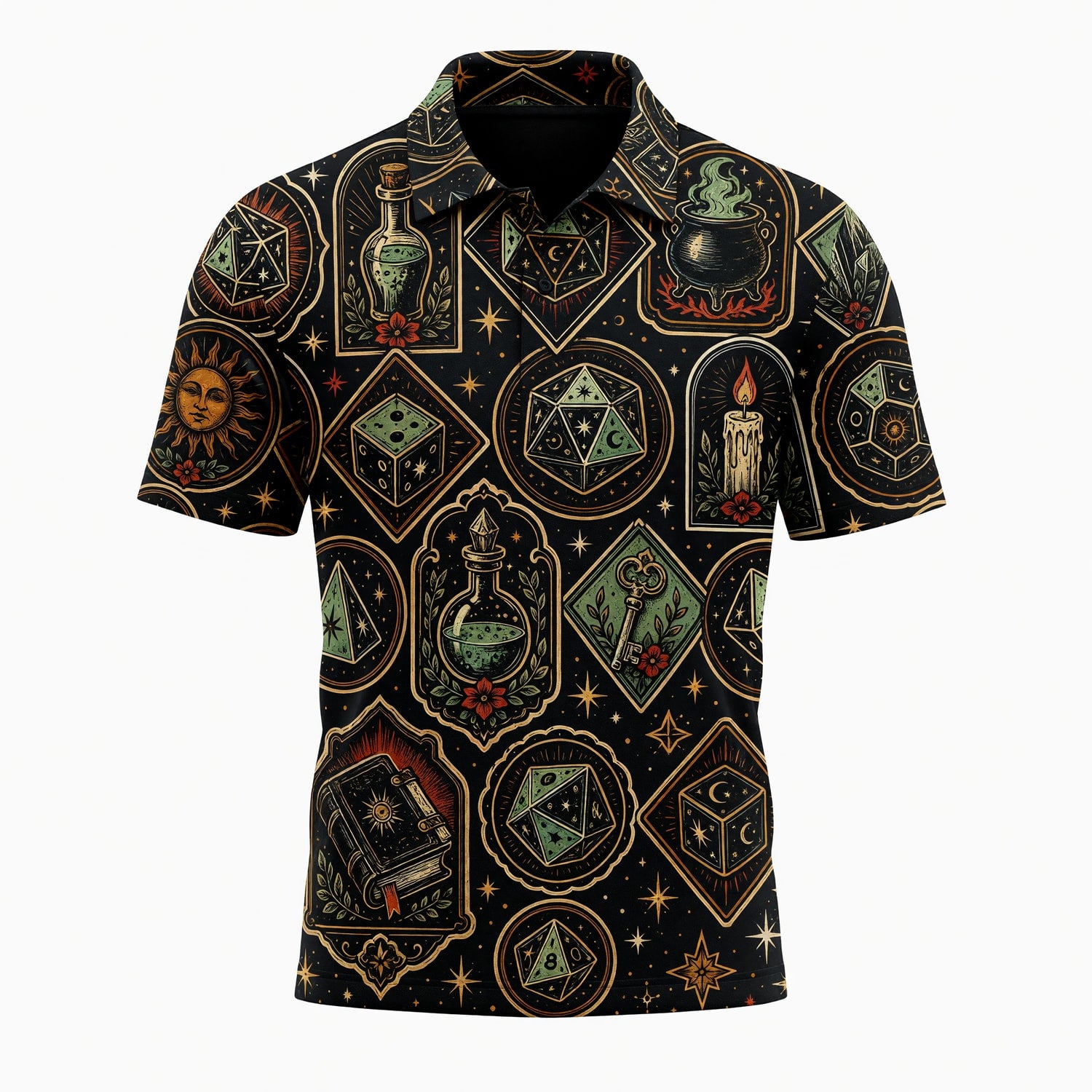 Witchcraft Occult Dice AOP T-Shirt - Mystic RPG Streetwear