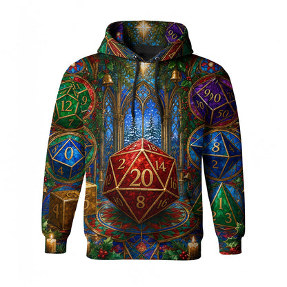Christmas Dice AOP Apparel - Stained Glass Holiday Fantasy RPG