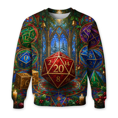 Christmas Dice AOP Apparel - Stained Glass Holiday Fantasy RPG